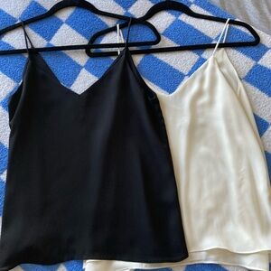 H&M Black and Cream Tank Tops